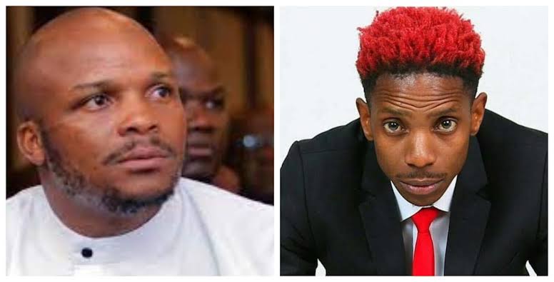A composite image of MP Jalang'o and Comedian Eric Omondi.
